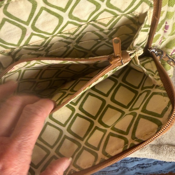 Fossil Green Geometric Margot Canvas Adjustable Crossbody Purse Shoulder Bag - Picture 5 of 11